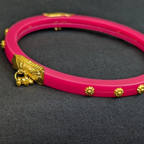 Pink & Gold Plastic Bangle Bracelet - Picture 2 of 4
